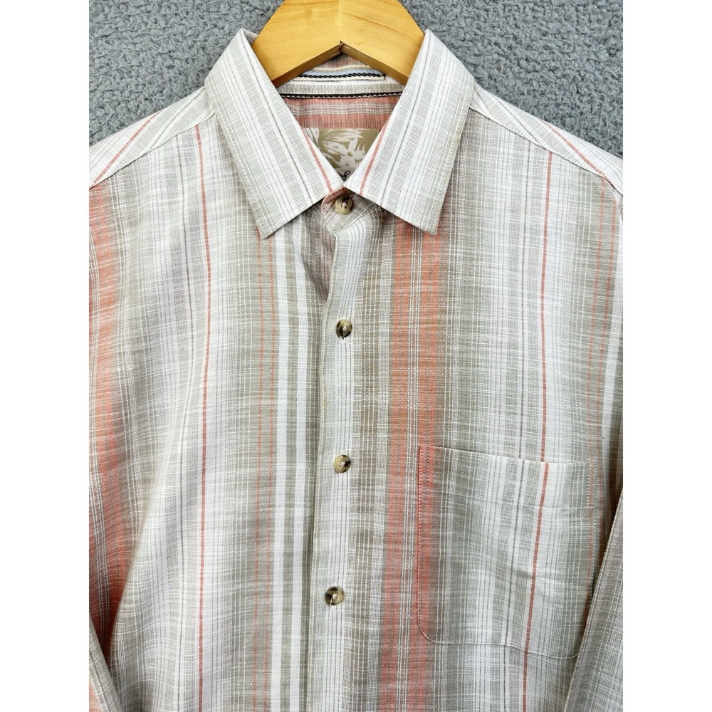 Tasso Elba Island Shirt Mens Medium Multicolor Striped L/S Button Up Cotton